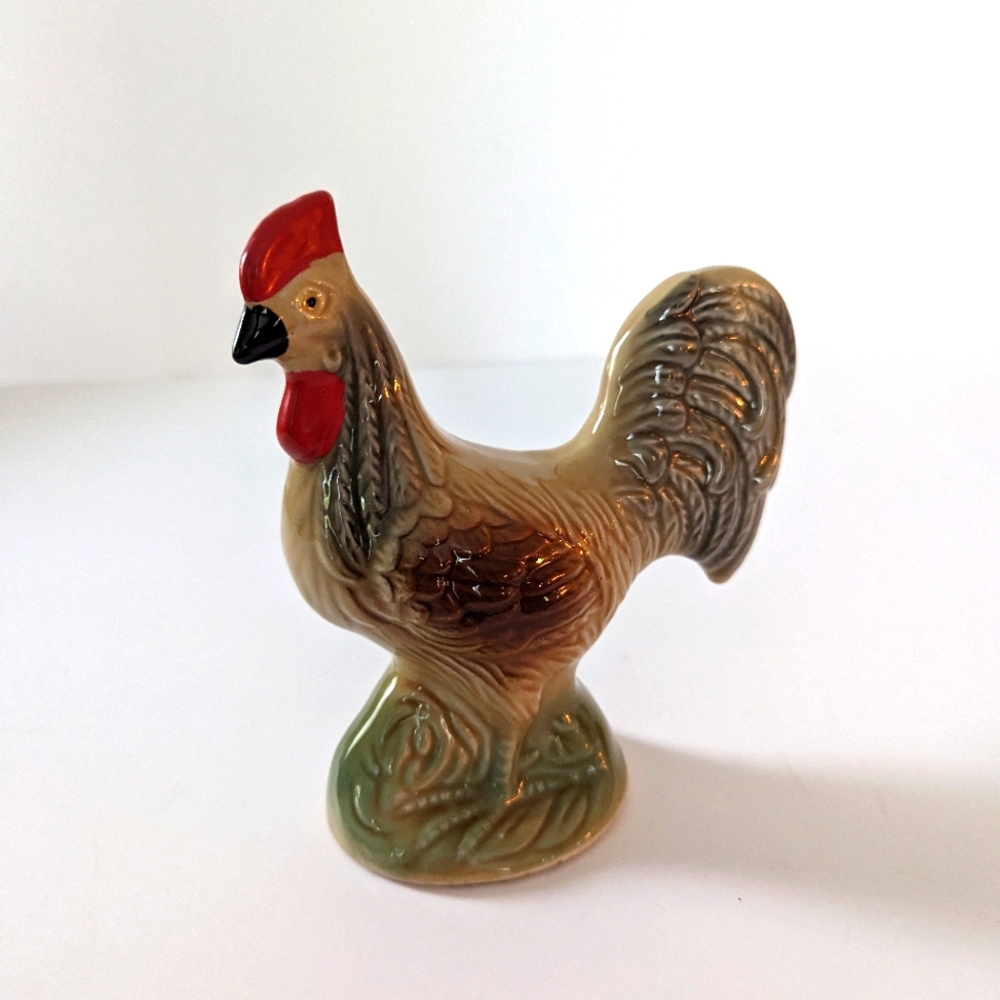 Vintage Rooster Ceramic Figurine Made in Brazil Hand Painted - 7 in. height